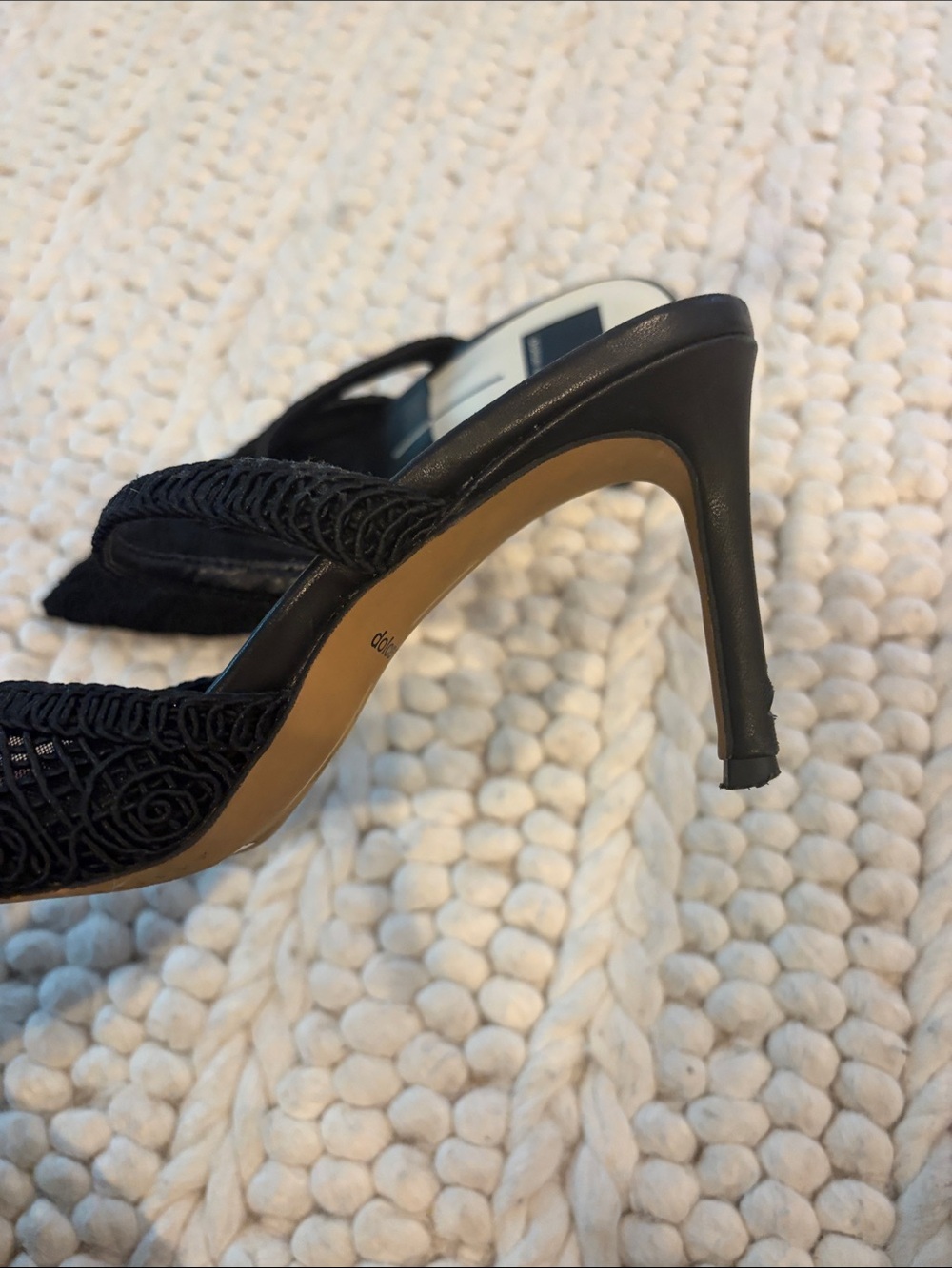 Dolce Vita Black Embroidered Pointed Toe Slingback Mules - Picture 3 of 6